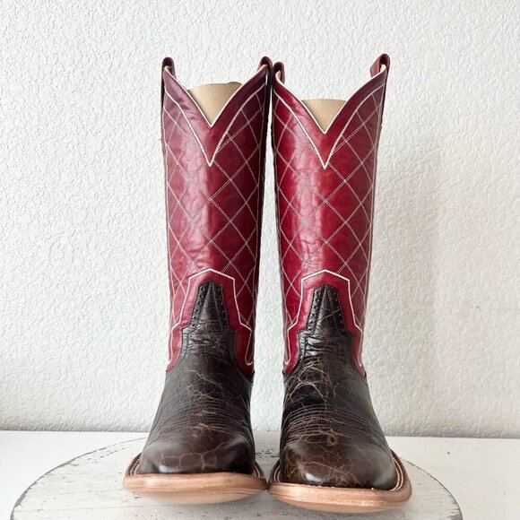 NEW Rod Patrick Mens Cowboy Boots 8 AA Brown Mocha Bison Square Toe Western - Picture 5 of 12